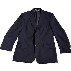 Versini Mens Navy Blue 2 Button 100% Wool  Blazer Sport Coat Size 41R Designer